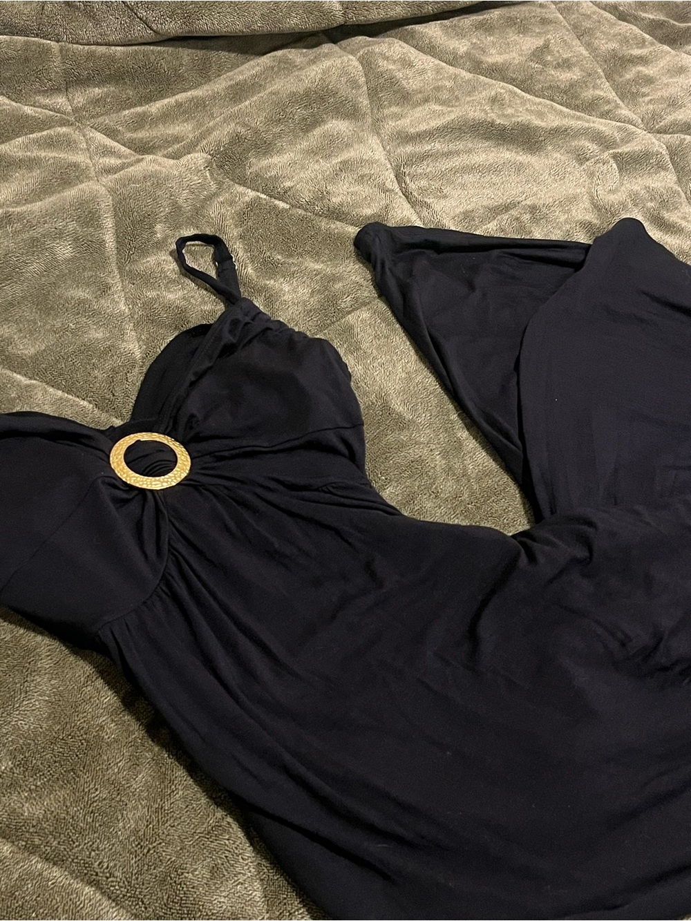 Coco Reef Black Maxi Dress with Gold Ring Detail